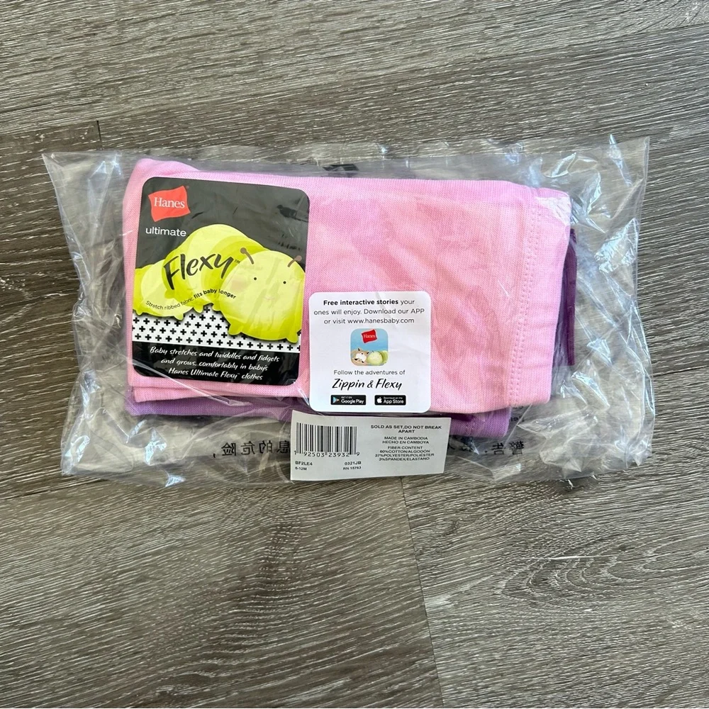NWOT 6-12 Months Hanes Ultimate Flexy 3 Pairs of Pants Pink Purple‎ Stretchy
